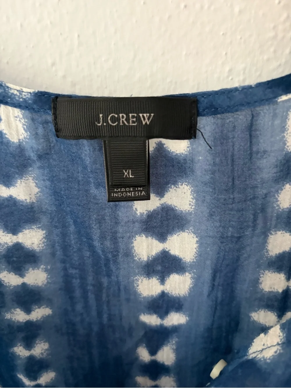 J. Crew Blue and White Tie-Dye Swim Coverup Dress Xl